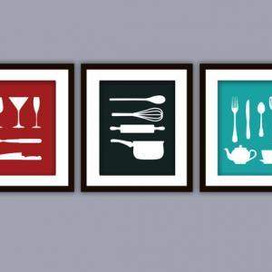 Discount Kitchen Art Print (any Color, Set Of..