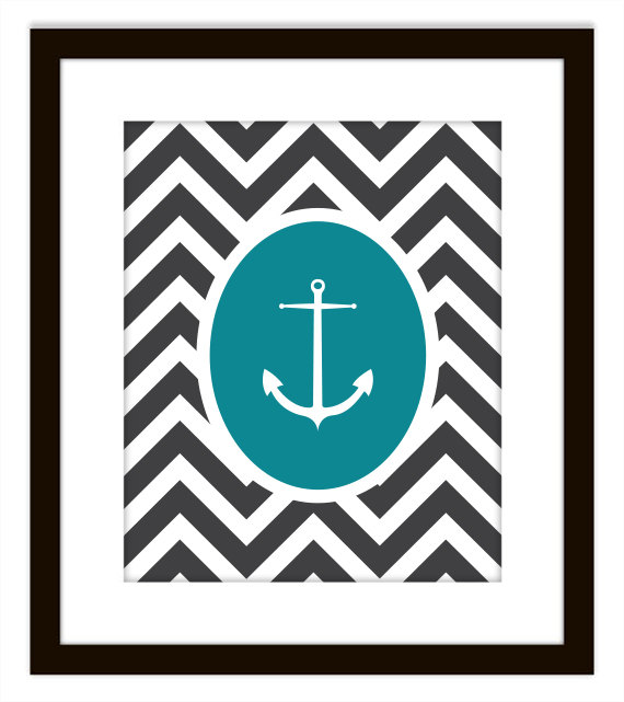 Nautical Chevron Anchor Printable Home Decor Art Print