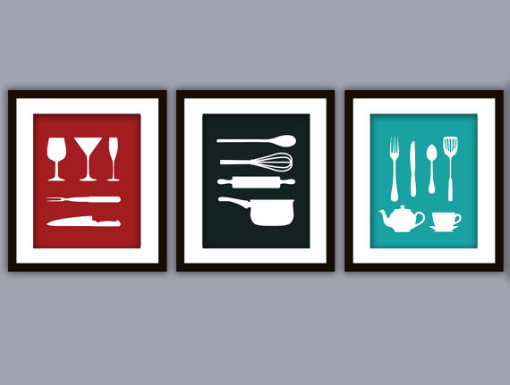 Discount Kitchen Art Print (any Color, Set Of Three)