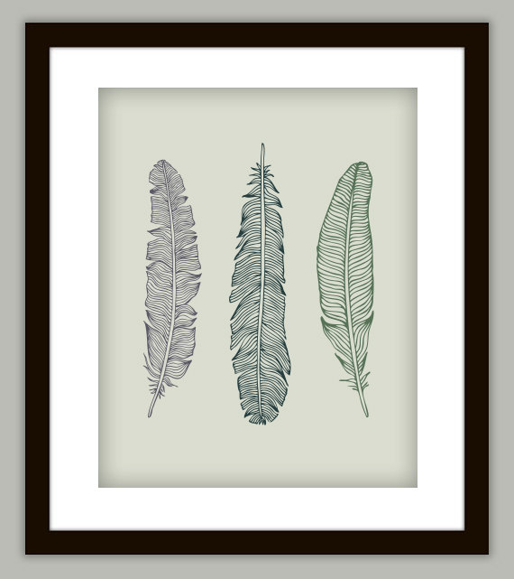 Feather Bathroom Art Print Poster (customize With Any Color)