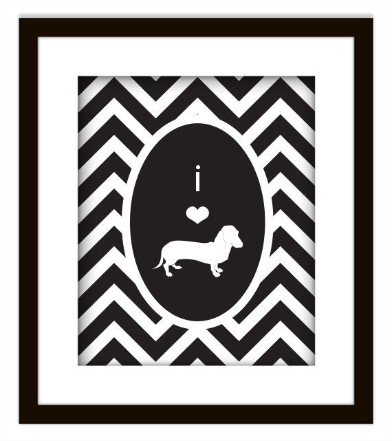 Chevron Daschund Dog Lover Print Yourself Art Poster
