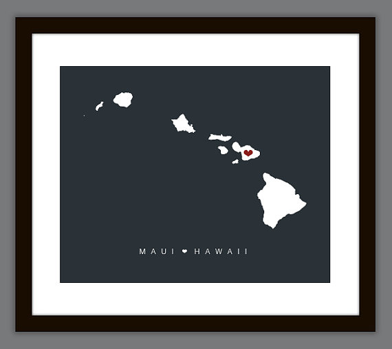 Personalized Hawaii Love Map Wall Art Printable