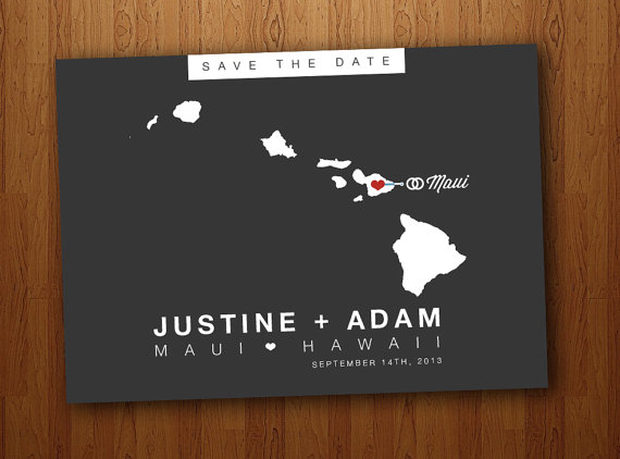 Hawaii Save the Date Wedding Printable Postcard